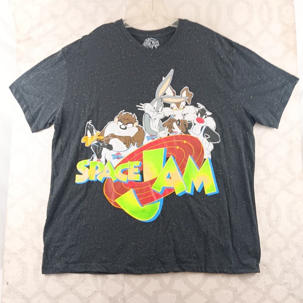 Space Jam Looney Tunes Graphic T Shirt Black Confetti 2XL Mens‎